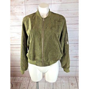 36.5 womens Bomber Jacket Military Green full zip Size Large Lined Coat pockets